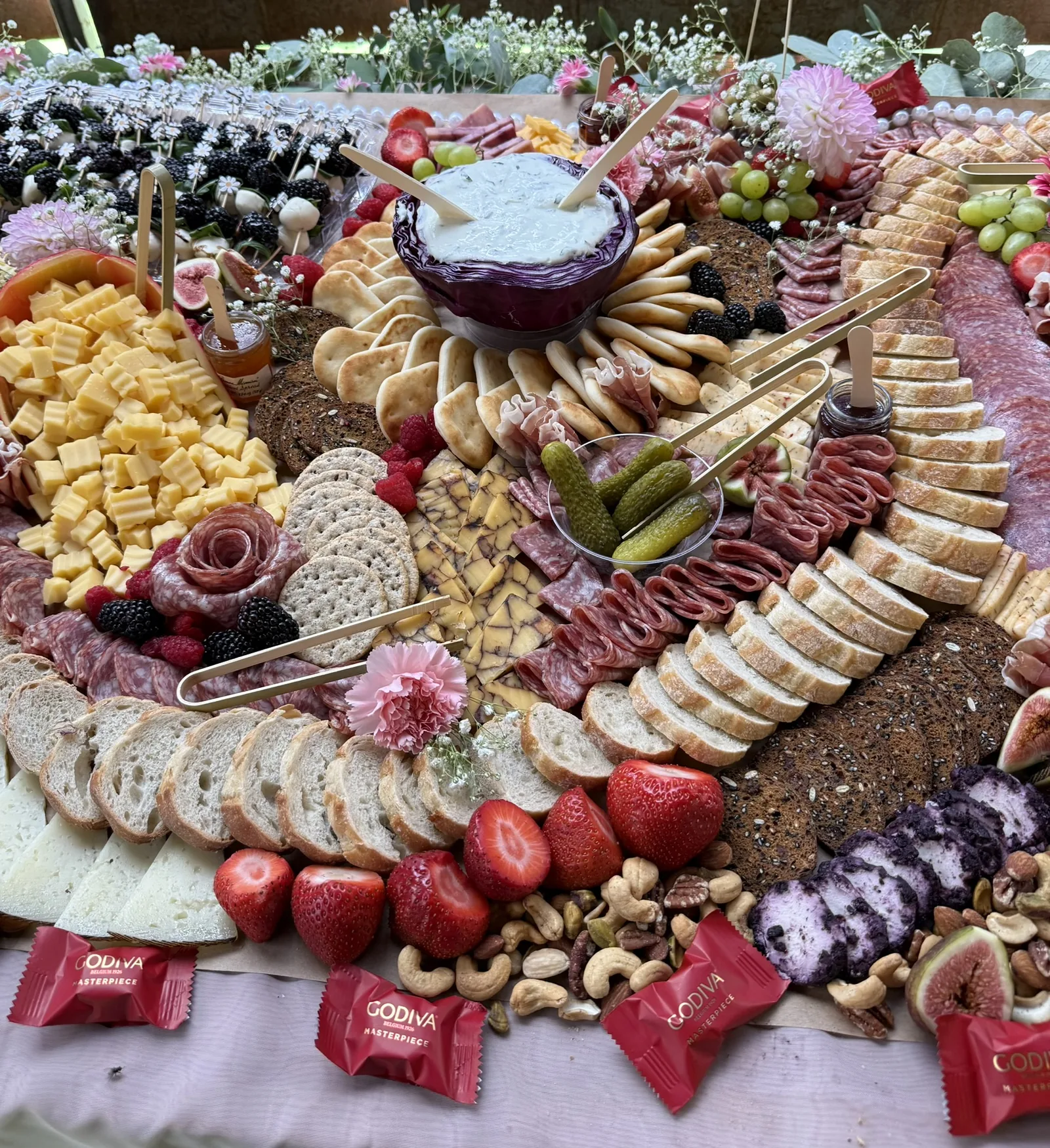 A grazing table laid out for a party